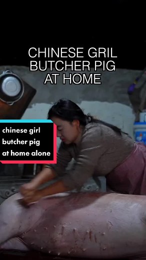 #DayInMyLife #butcher #pork #countrylife chinese girl butcher a pig at home alone, that's part of my daily life in countryside of China.