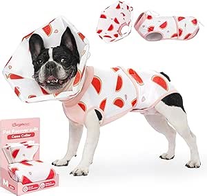 BurgeonNest Recovery Suit for Dogs + Cone Collar, Dual Prevent Licking Dog Onesie Dog Surgery Suit Female Spay Male, Adjustable Soft Dog Cone Alternative Pet Cat Dog Surgical Recovery Suit, S