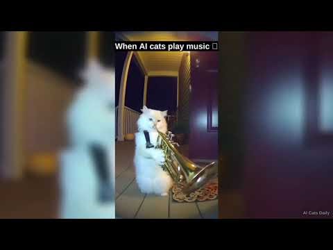 AI Cat Shows Up Playing Instruments 🎵😂