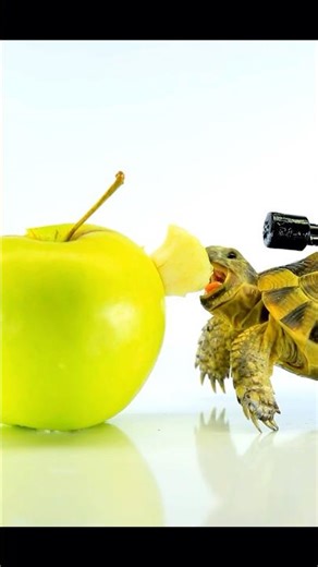 Shalman Eating White Apple! Crunchy ASMR🐢🐢