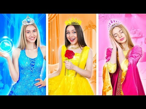 हम एक डिज्नी राजकुमारी बन गए! एक स्कूल में सभी प्रकार की राजकुमारियाँ