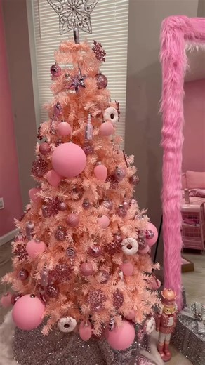TASTI on Instagram: "Pinkmass tree progress 🥰💗🎄 Got a smaller pink tree this year! All my pink items are linked in my bio under pink finds 💞 Follow me if you love pink 🩷🎀 #pinklifestyle #pinkfinds #pinkkitchens #pinkclothes #pinkhair #pinknailart #pinkcleaning #pinkaesthetic #pinkbathroom"