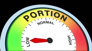 Portion Level Text or Word Low and Normal to High Meter Concept Animation on Black Background and Blue Screen