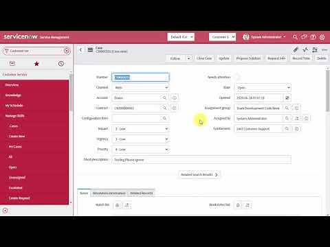 Steps to create a case in ServiceNow (CSM)