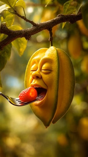 Carambola Eating Raspberry | Funny Fruit Challenge 🍈🍓 #shortsfeed #youtubeshorts #comedyshorts