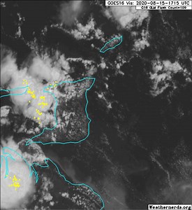 Weather Update: ⚡️Who saw lightning? Heavy showers and thunderstorm ⛈activity is currently occurring in western parts of Trinidad. The satellite loop demonstrates the convective activity in these areas with the yellow dots representing lightning strikes. This activity is expected to continue intermittently in few areas, but will settle as the afternoon progresses. ⚠️Gusty winds and street/ flash flooding may occur in heavy showers and thunderstorms. Stays tuned to TTMS for further updates and vi