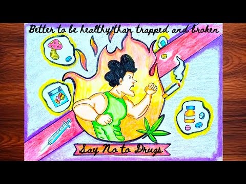 International Day Against Drug Abuse Drawing | Say No to Drugs Poster | Anti-Drug Awareness Art