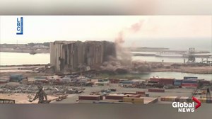 Moment of silo collapse in Beirut, Lebanon caught on camera