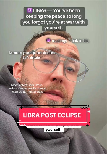 Libra — you've been keeping the peace so long you forgot you're at war with yourself ♎ The eclipse tore through your 12th house yesterday. Moon enters your sign today. The truth is sitting in your chest disguised as anxiety. Couples Decoder in bio 🔮 Drop your birthday 👇🏼 #libra #libra2026 #libraseason #librawarning #mooninlibra