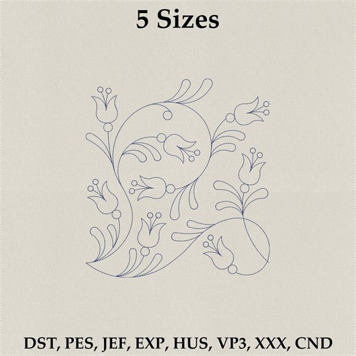 Floral Continuous Line Quilting Design, Edge-to-edge Flower Quilt Block Machine File - Etsy