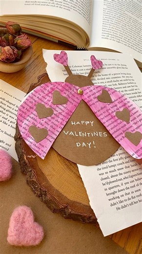 Alyssa Stokes | Love Bug 💕 Card I found this cute lady bug card tutorial and modified it using recycled book pages and craft paper. I love how the wings... | Instagram