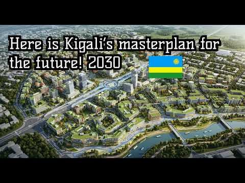 "Masterplan of Kigali city, Rwanda, futuristic urban design, showing well-planned residential