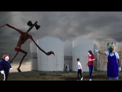 SIREN HEAD and Pennywise vs. Ice Scream Man in real life Siren Head & Cartoon cat