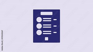 Blue Coffee menu icon isolated on purple background. Design a menu for the cafe, a restaurant, coffee shop. 4K Video motion graphic animation