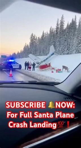 Santa Plane Crash Landing In Snow Reindeer & Sleigh Waiting