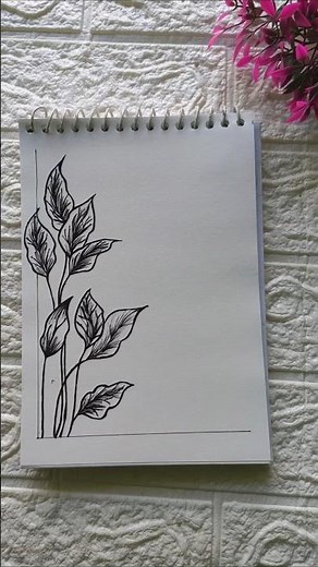 Easy Leaf Drawing with Black Pen | Simple Nature Drawing Ideas | Aesthetic Doodle Art