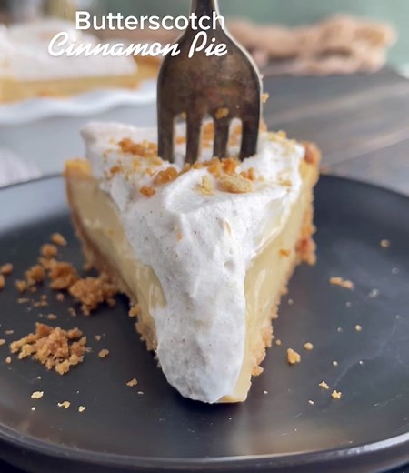 Makes the best midnight snack. Butterscotch Cinnamon Pie recipe link in profile. #butterscotch #butterscotchpie #holidaypies #pierecipes