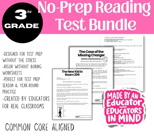 3rd Grade Reading Comprehension Test Prep | Fiction & Nonfiction Passages | Paired Texts | Common Core Aligned - Etsy