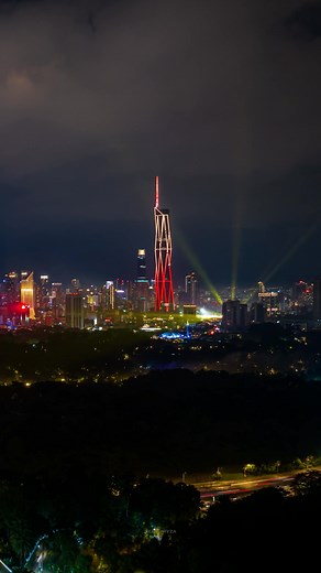Spectacular Light Show at Merdeka 118 Tower in Kuala Lumpur, Malaysia
