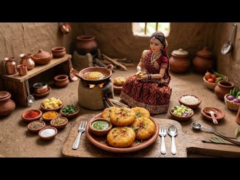 Miniature Doll Village Cooking Story | Aloo Tikki, Rice Dinner & Morning Tea in Tiny Mud Kitchen
