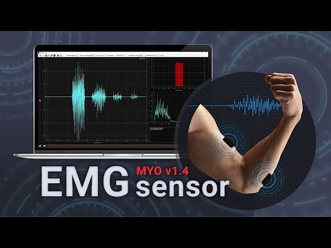 EMG sensor MYO v1.4 for measuring muscle activity. EMG signal examples and connection to Arduino