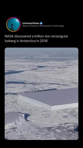 Space | Science | Astronomy | Technology on Instagram: "In October 2018, NASA’s Operation IceBridge observed a perfectly rectangular iceberg near the Larsen C ice shelf on the northern Antarctic Peninsula. The iceberg’s sharp angles and flat surfaces suggested it had recently calved from the shelf. Tabular icebergs like this form when large ice chunks break off, similar to how a fingernail grows too long and breaks."