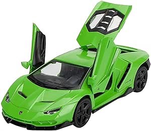 Alloy Collectible Green Lambo Toy Cars Model Pull Back Vehicles Diecast with Light & Sound