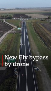 A drones-eye view of the new Ely bypass, which opens to traffic tonight. | BBC Norfolk