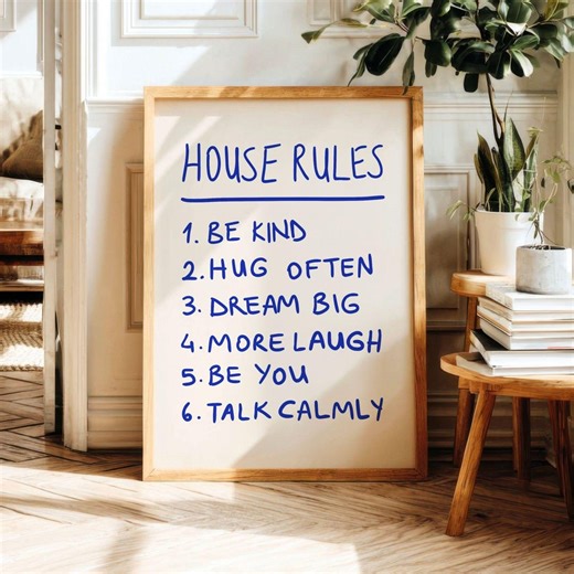 House Rules Wall Art Printable, Family Rules Poster, Handwritten Typography Decor (digital Download) - Etsy