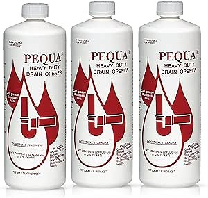 PEQUA INDUSTRIES Pequa Heavy Duty Drain Opener, Non-Acid, Fast-Acting Formula, Industrial strength Drain Cleaner for Sinks, Tubs, Septic Tanks - 32 Oz (Pack of 2)