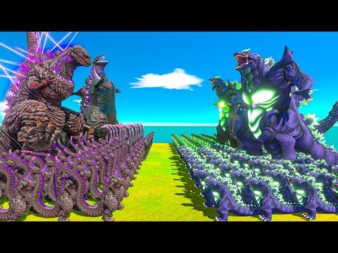 Growing Size Comparison : 2 vs 2 - Super Godzilla vs Shin Godzilla ! Animal Revolt Battle Simulator