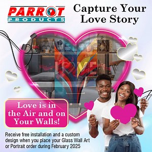 ❤️ This Valentine's Day, turn your love story into a masterpiece! Get stunning glass art and portraits that create a romantic ambience **Receive FREE installation & custom design when you order in February 2025! 🛒 https://www.parrot.co.za/promotions/valentines-day-2025 Request your free quote now: 📧sales@parrot.co.za 📞 27(0)10 140 4900 | Parrot Products - Pty Ltd