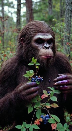 Bigfoot Caught Eating Berries in the Wild
