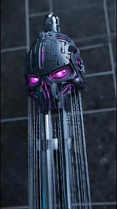 Neon Skull Shower of the Future #CyberSkull #DarkLuxury #FuturisticDesign #GothicTech | The Cursed Cranium