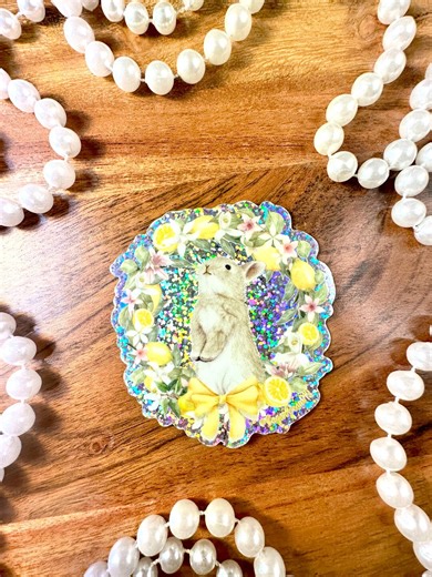 Glitter Bunny Sticker, Bunny With Lemons Sticker, Coquette Bunny Sticker, Easter Sticker, Cottagecore Sticker, Bunny Sticker, Lemon Sticker - Etsy