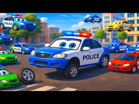 Oh No! Police Car Loses a Wheel! 🚓💥 | The Great Tire Chase | Funny Vehicles Animation