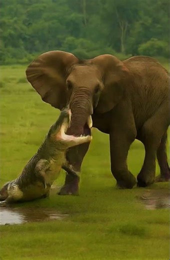 Elephant vs crocodile #elephant #crocodile