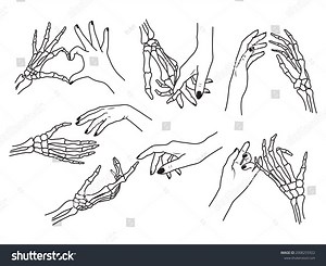Set Hand Gestures Collection Skeleton Hand Stock Vector (Royalty Free) 2008255922 | Shutterstock