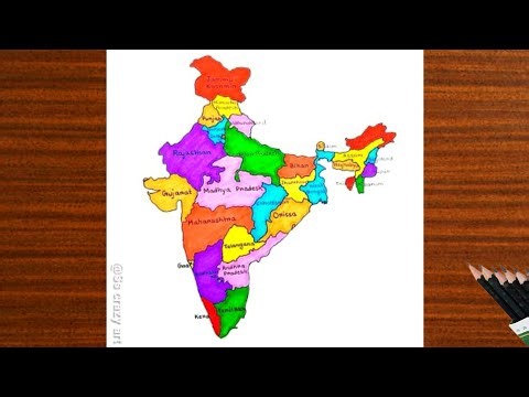 How to draw India map with states| India map drawing easy | how to draw map of India trick
