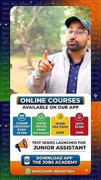 JKSSB JUNIOR ASSISTANT || 9682107604