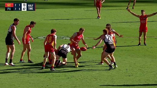 Robbie Gray has been subbed out of the game after this incident in the second term. Port Adelaide Football Club medical substitute Hamish Hartlett has been activated. | AFL