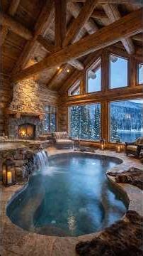 Building a luxurious pool inside a log cabin 😳#epoxy #pool #renovation #home #homedecor #fyp