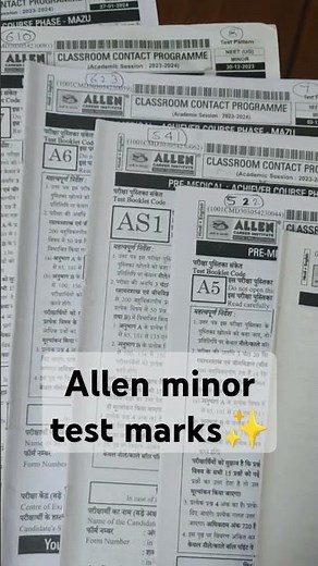 allen minor test marks🤩😍#neet2024#allencareerinstitutekota #allenkota#test#marks#journey#motivation