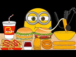 [ASMR] 미니언즈 햄버거 애니 먹방 (Minions Burger Animation Mukbang)