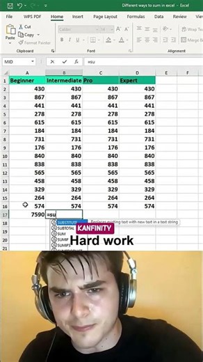 🔥 4 Ways to SUM Numbers in Excel! ⚡#asmr #excel #exceltips #shorts #trending #viral #office