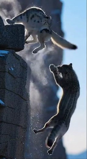 Ghost of the Mountains Snow Leopard's Cliffside Duel with a Wolf! 🐆⛰️🐺