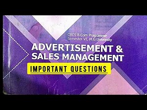 Advertisement and sales management / bcom / sem 6/ mg university /exam special ‪@viswateaching‬