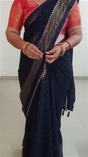 How to drape silk saree draping tutorial/parfect Hip & sholder pleats 💫#saree #drape #look