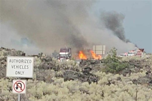 Flaming semi-trailer caused by 'mechanical failure' on Interstate 15 - East Idaho News