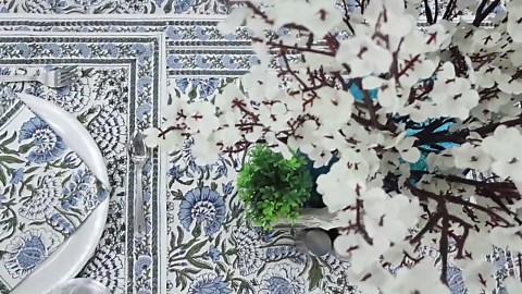 Blue and White Dining Tablecloth, 100% Pure Cotton Table Cover, Custom 15 Tablelcoth 110x110 Inches 8 Seater Tablelcoth - Etsy